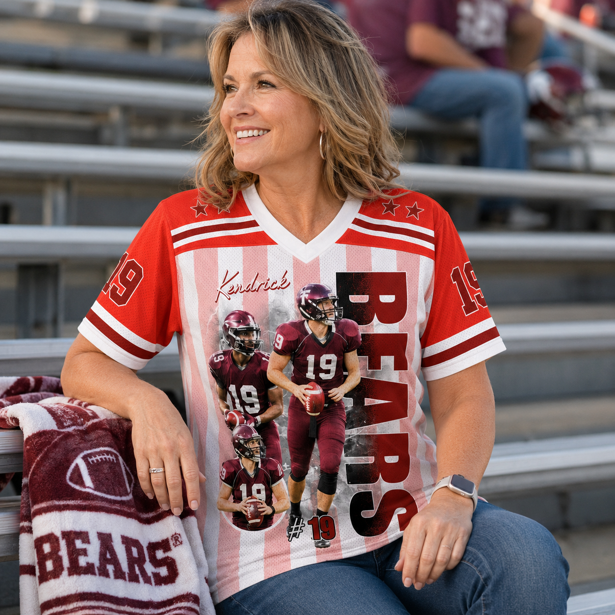 Personalized Football Mom Jersey with Photo, Name & Number, Gift For Football Mom Football Lovers MI209 Pt99