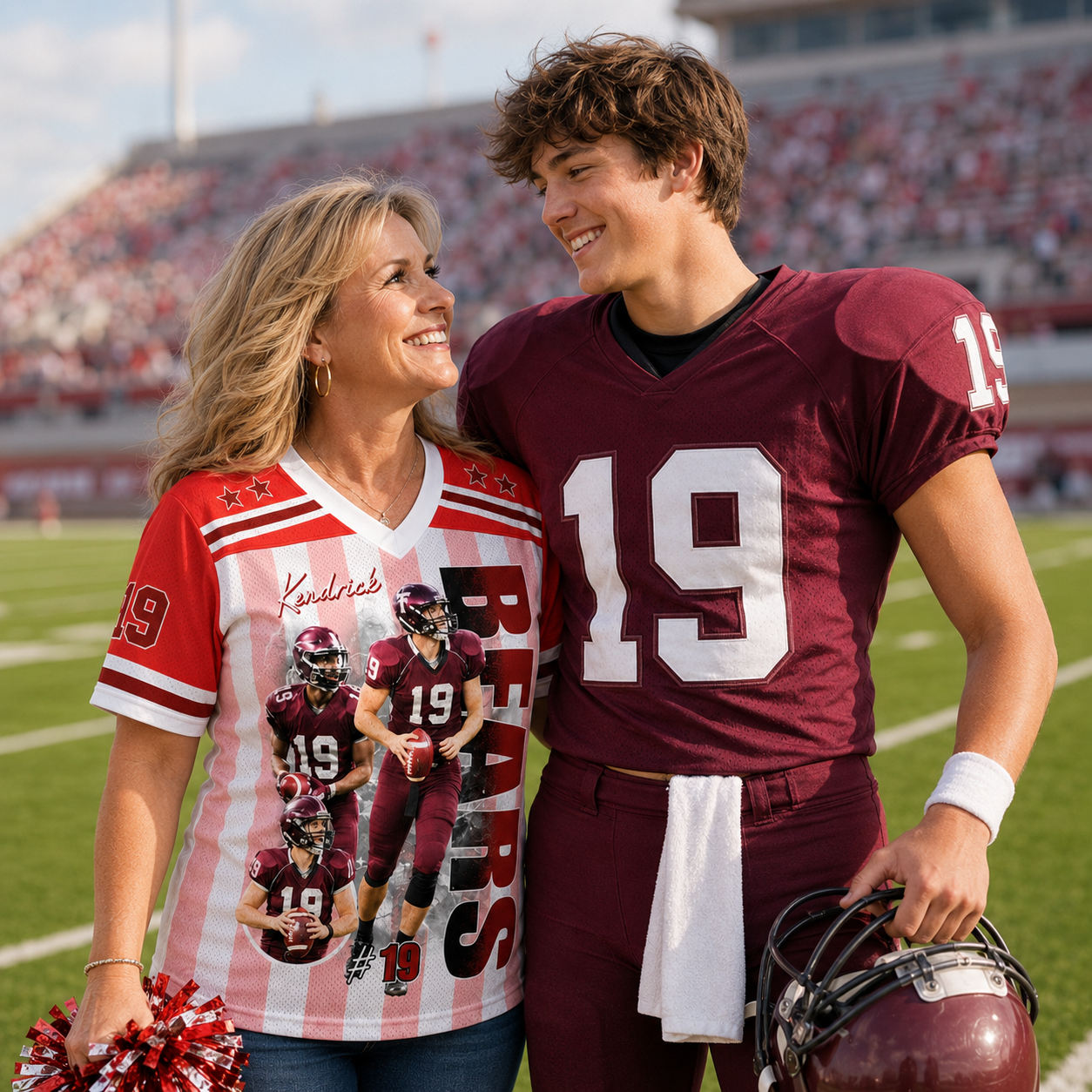 Personalized Football Mom Jersey with Photo, Name & Number, Gift For Football Mom Football Lovers MI209 Pt99