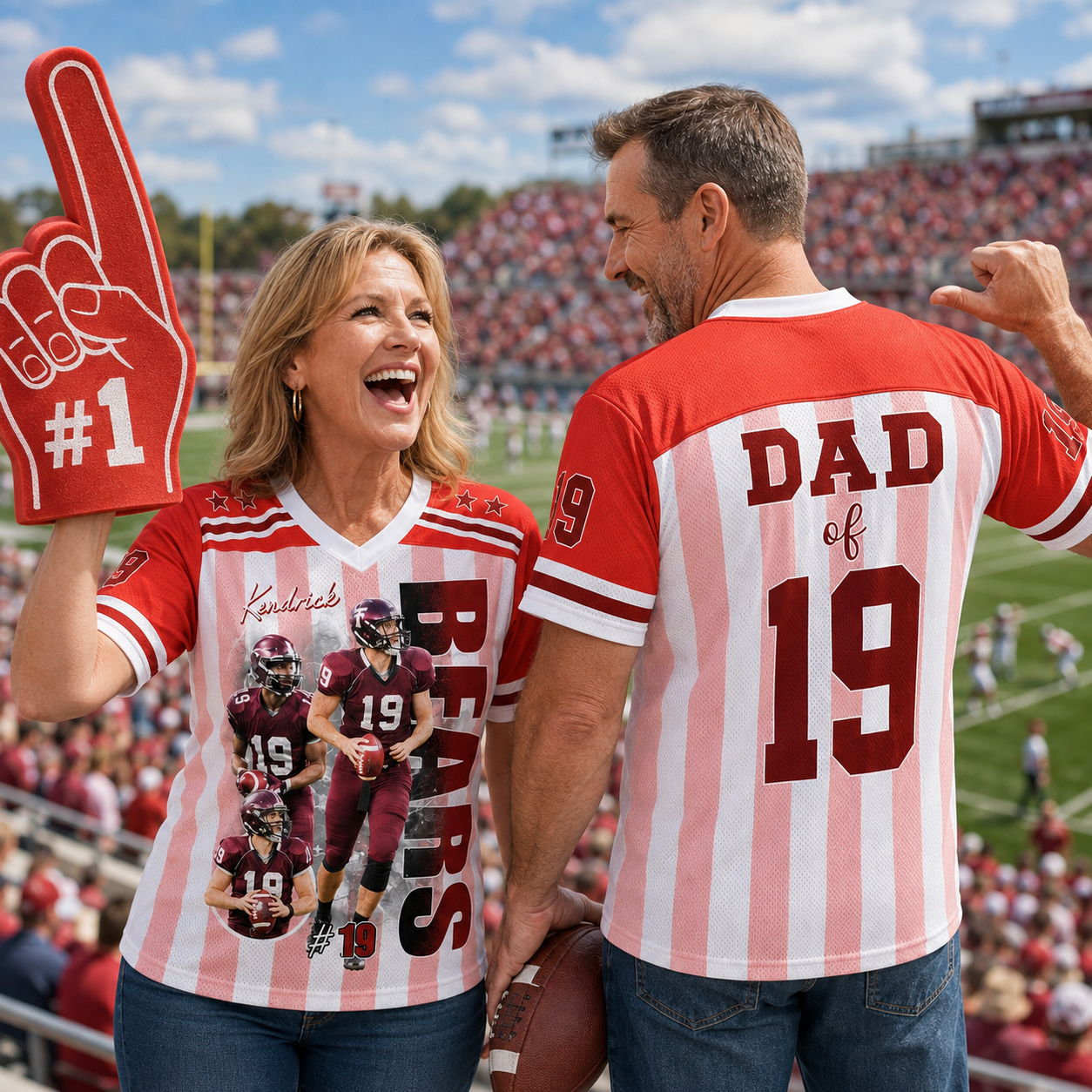 Personalized Football Mom Jersey with Photo, Name & Number, Gift For Football Mom Football Lovers MI209 Pt99