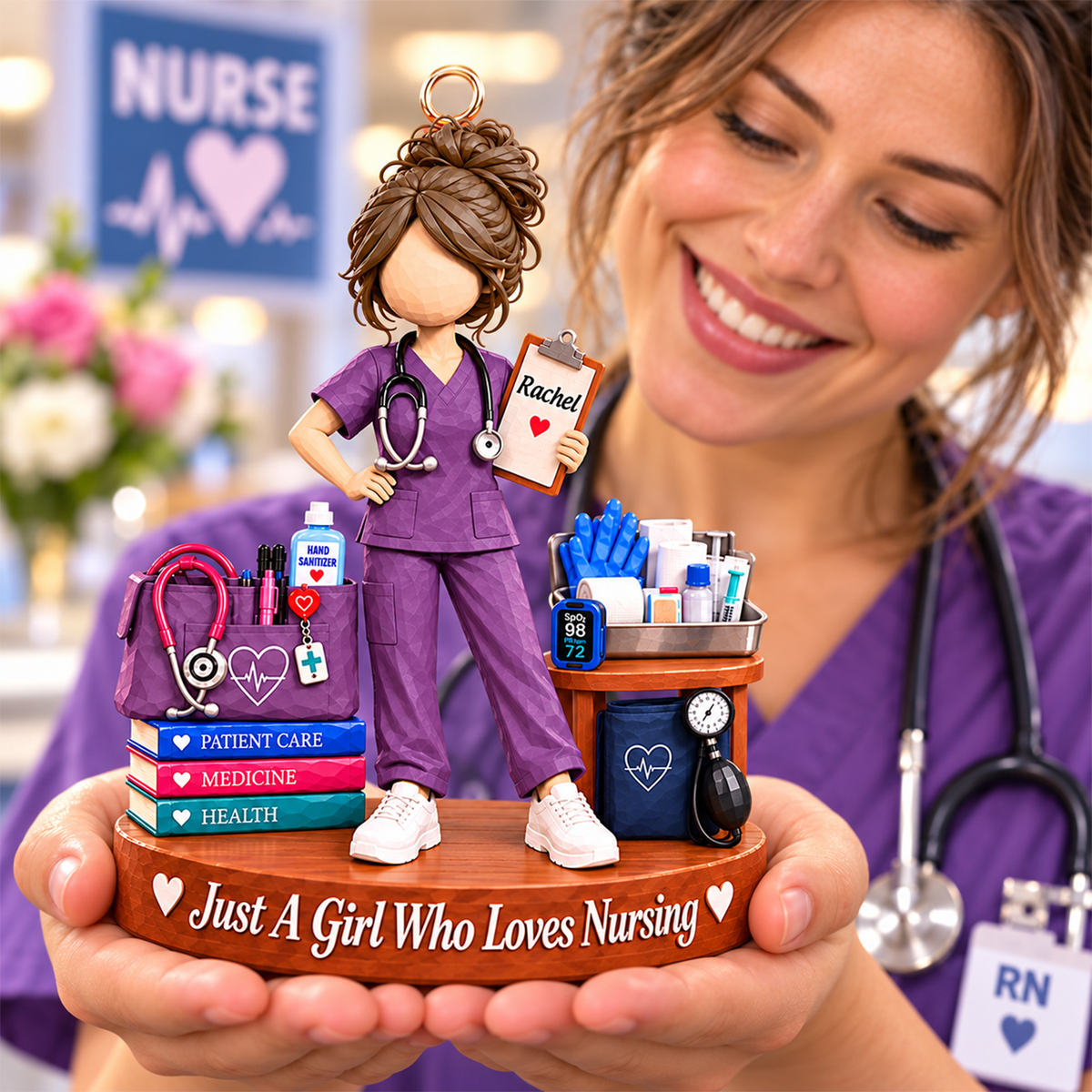 Custom Just A Girl Who Loves Nursing Acrylic Ornament, Gift For Nurses L0411 Hv01