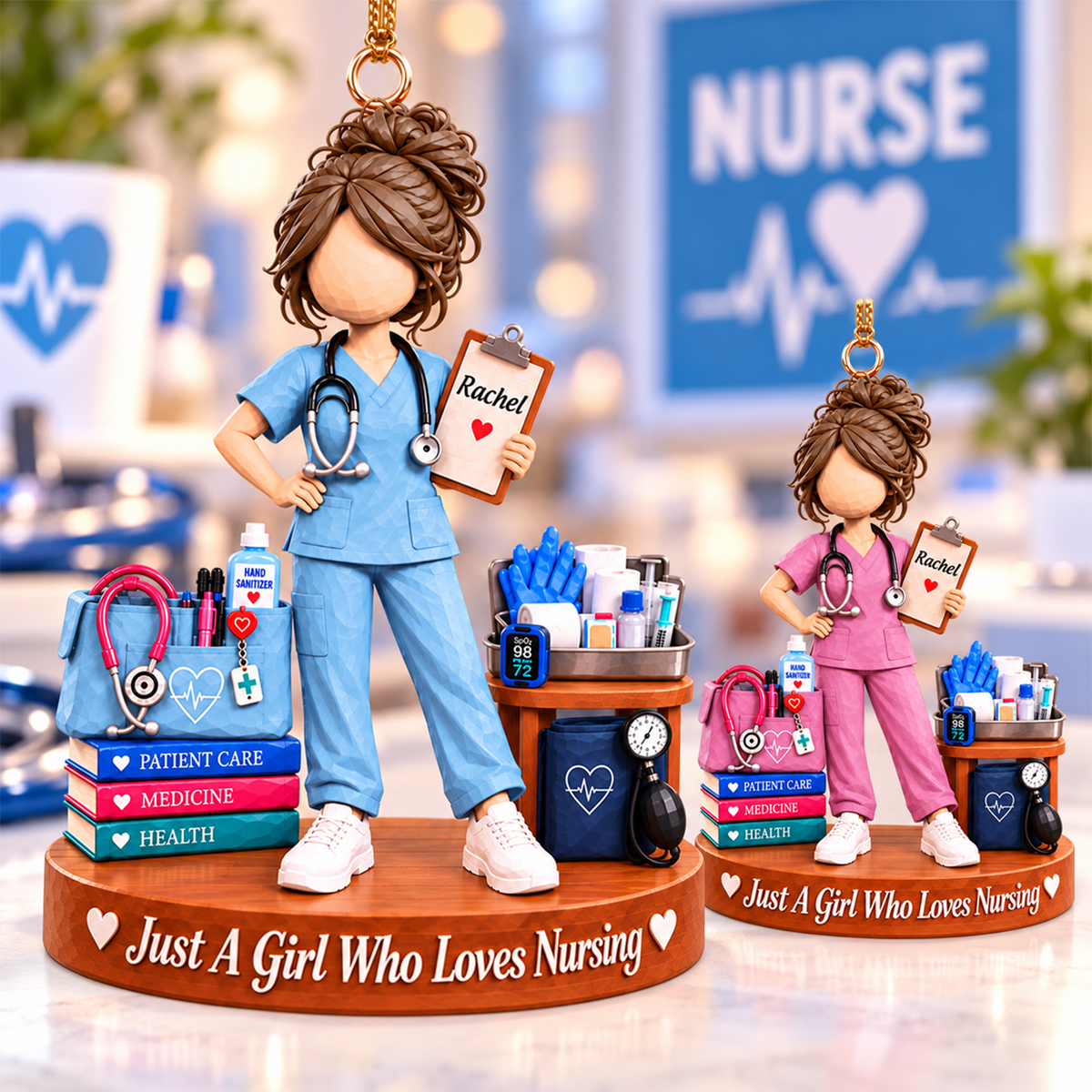 Custom Just A Girl Who Loves Nursing Acrylic Ornament, Gift For Nurses L0411 Hv01