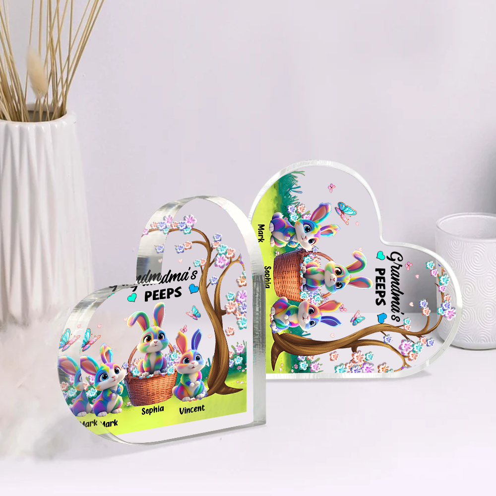 Grandma's Marshmallow Rabbit- Personalized Custom Heart-Shaped Acrylic Plaque Pa00