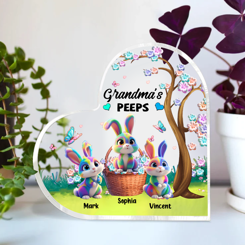 Grandma's Marshmallow Rabbit- Personalized Custom Heart-Shaped Acrylic Plaque Pa00