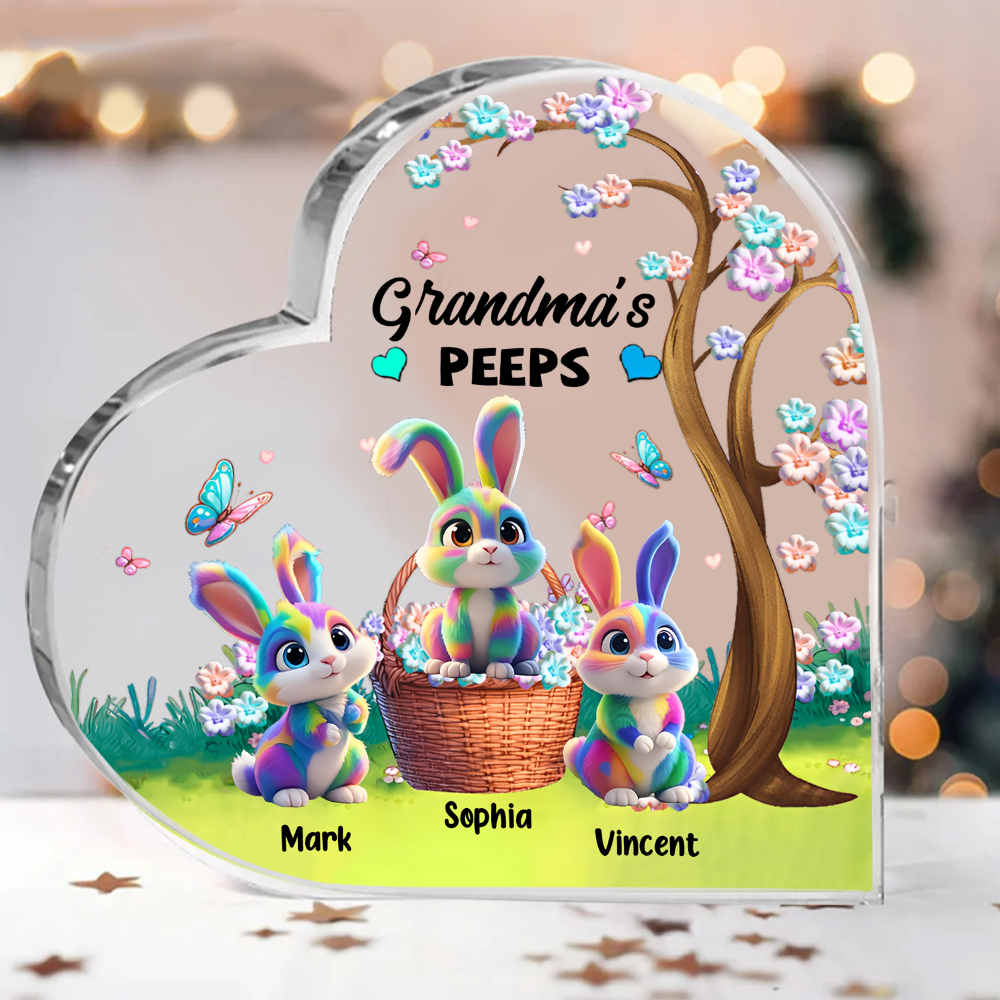 Grandma's Marshmallow Rabbit- Personalized Custom Heart-Shaped Acrylic Plaque Pa00