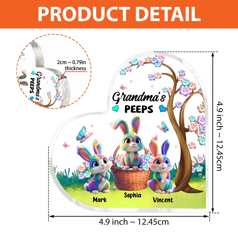 Grandma's Marshmallow Rabbit- Personalized Custom Heart-Shaped Acrylic Plaque Pa00