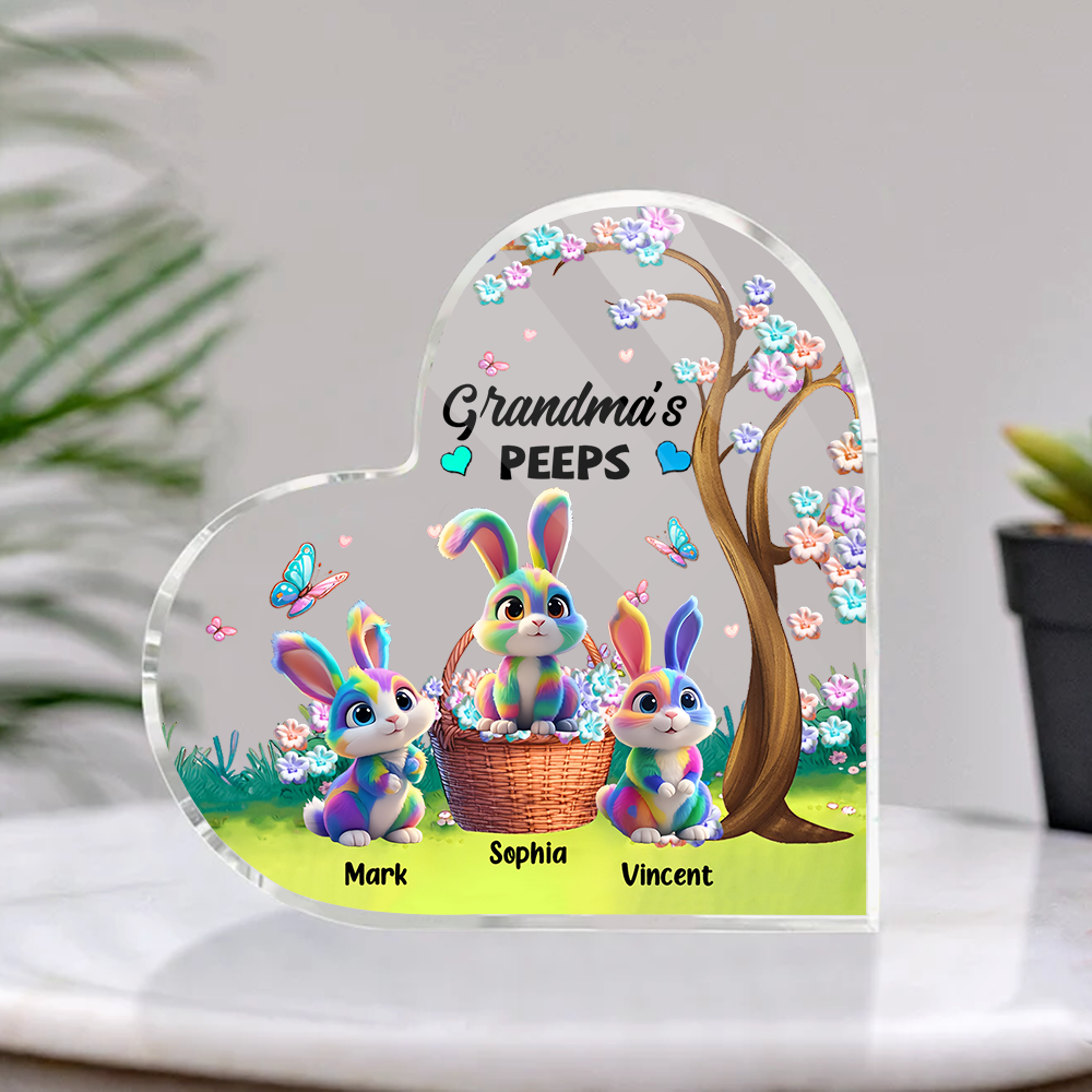 Grandma's Marshmallow Rabbit- Personalized Custom Heart-Shaped Acrylic Plaque Pa00