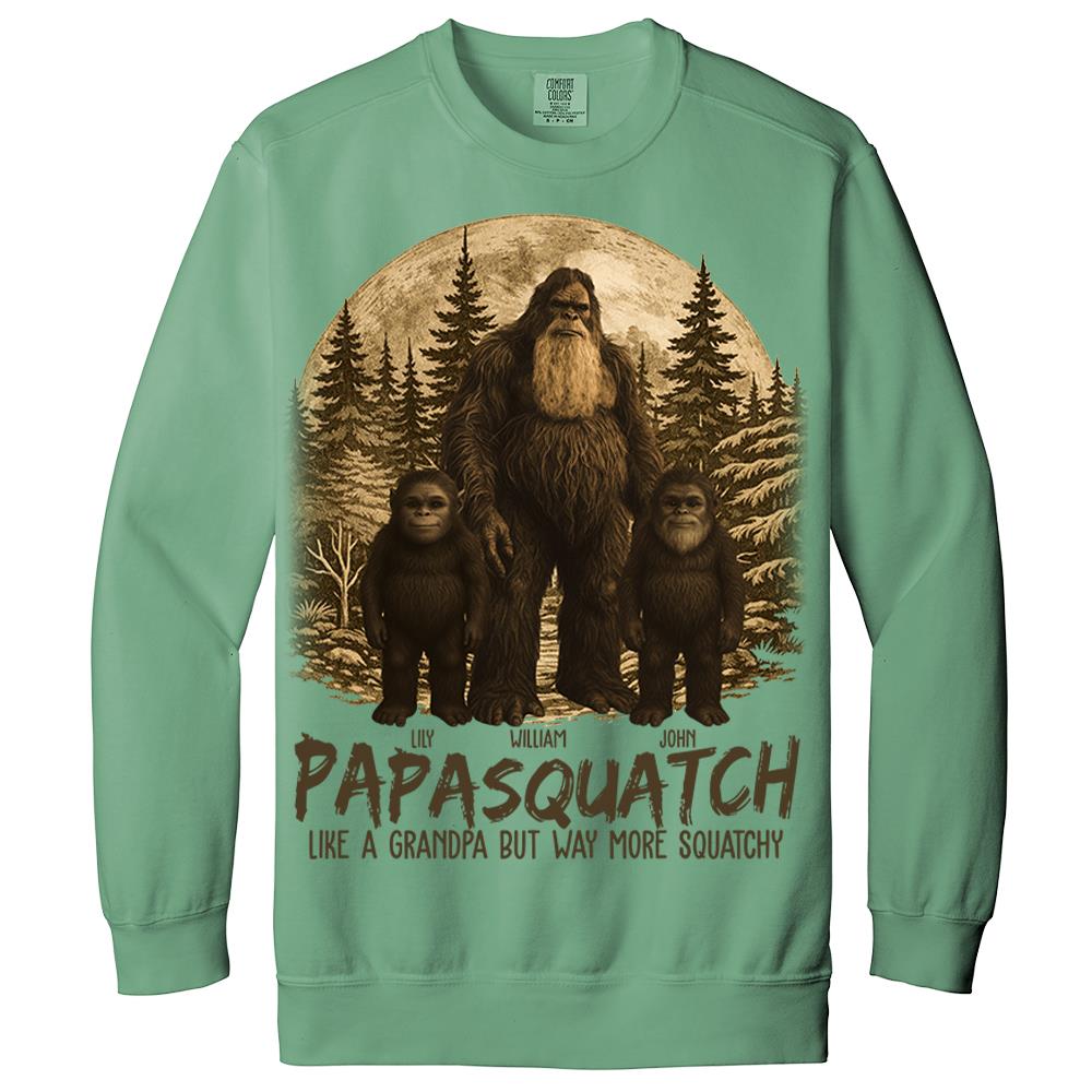 Custom Papasquatch, Like A Grandpa, Just Way More Squatchy Hawaiian Shirt, Personalized Vintage Short Sleeve Silk Shirt Nh00