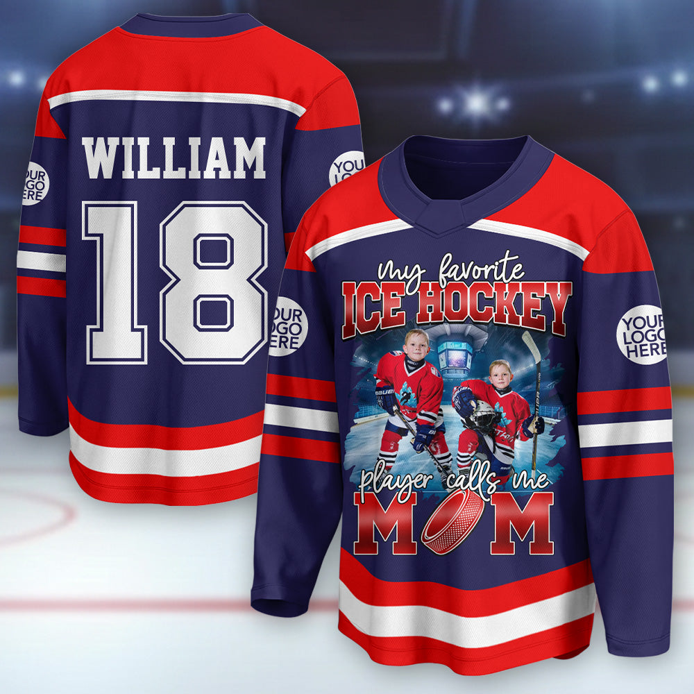 Custom Photo Ice Hockey Jersey Shirt For Ice Hockey Family Game Day Shirt T24
