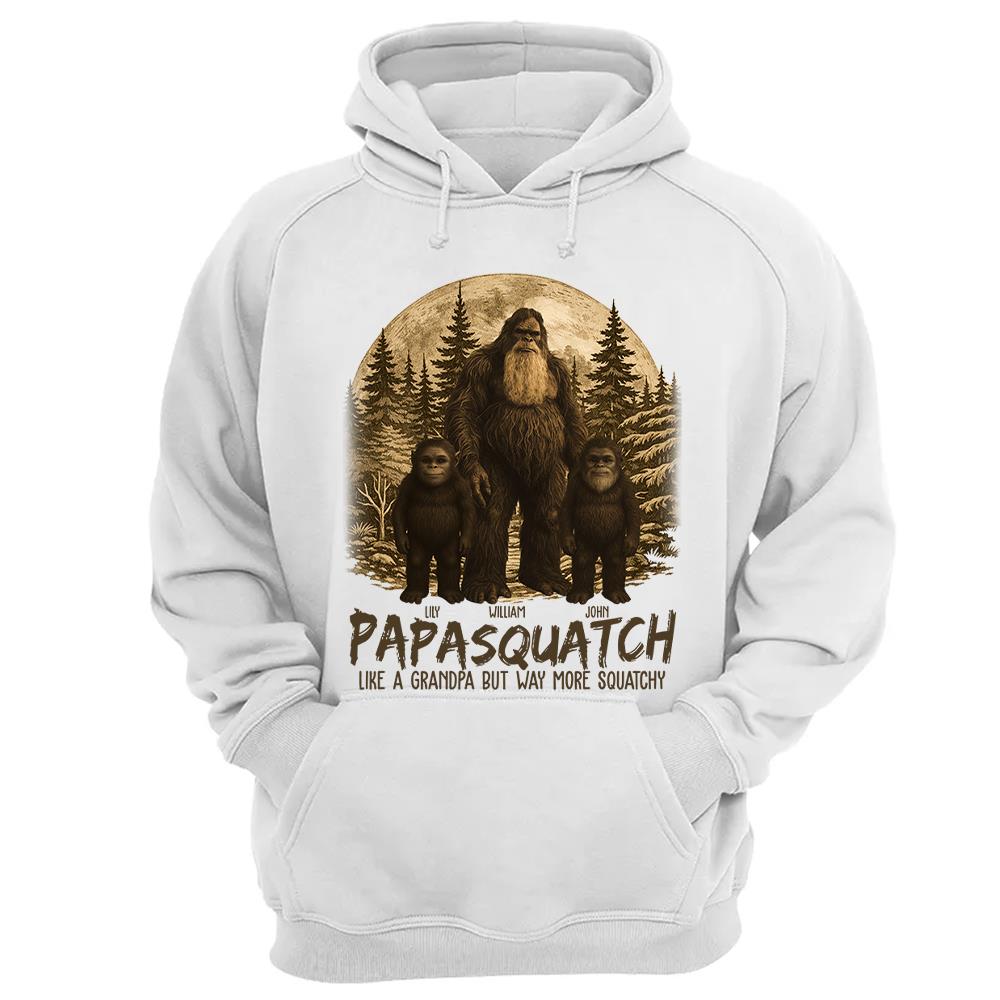 Custom Papasquatch, Like A Grandpa, Just Way More Squatchy Hawaiian Shirt, Personalized Vintage Short Sleeve Silk Shirt Nh00