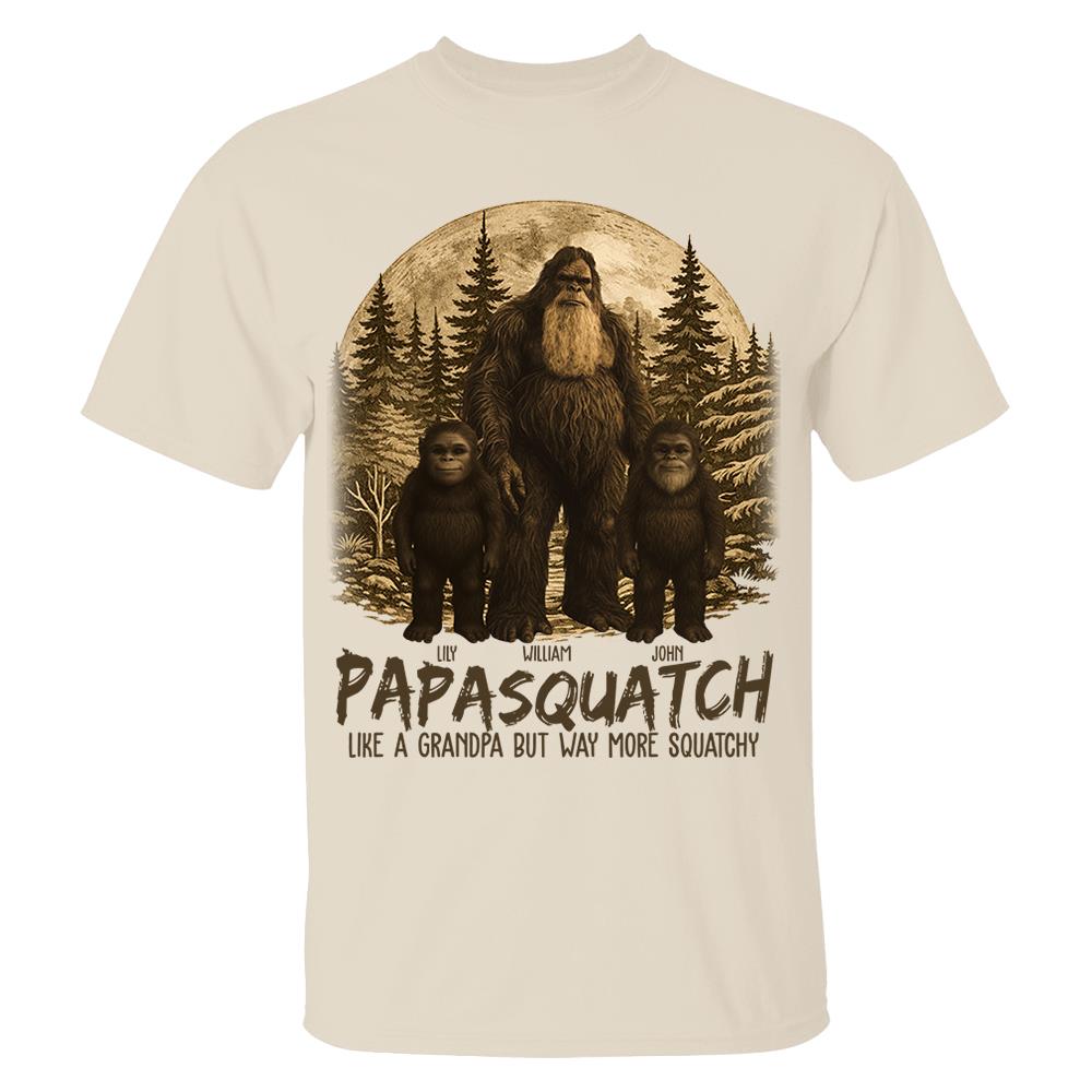 Custom Papasquatch, Like A Grandpa, Just Way More Squatchy Hawaiian Shirt, Personalized Vintage Short Sleeve Silk Shirt Nh00