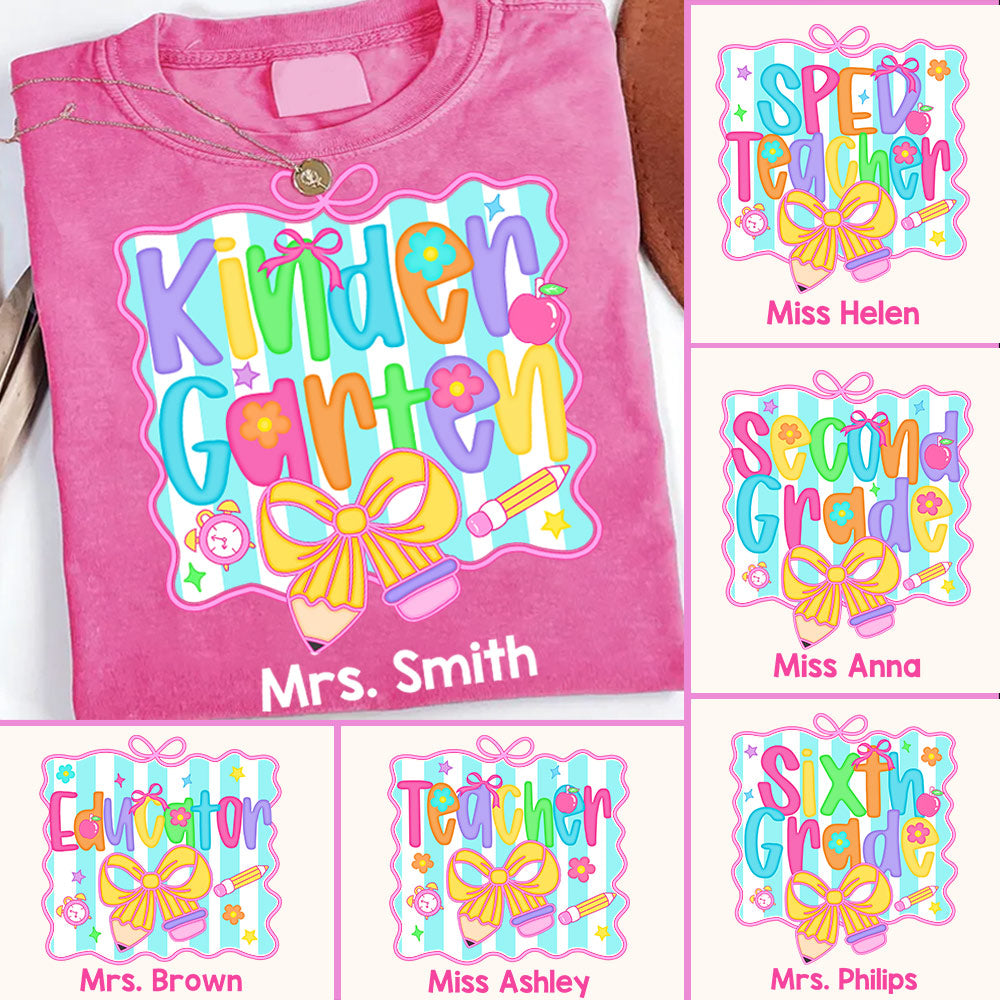 Back to School Coquette Teacher First Day of School Personalized Shirt Do99