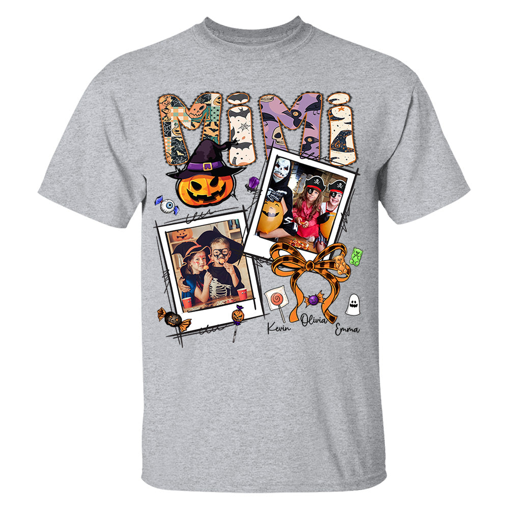 Custom Halloween Mimi Shirt - Personalized Nickname Grandma Nana Mimi Shirt For Autumn, Fall Grandma Shirt With Grandkids Names, Fall Halloween Nh00