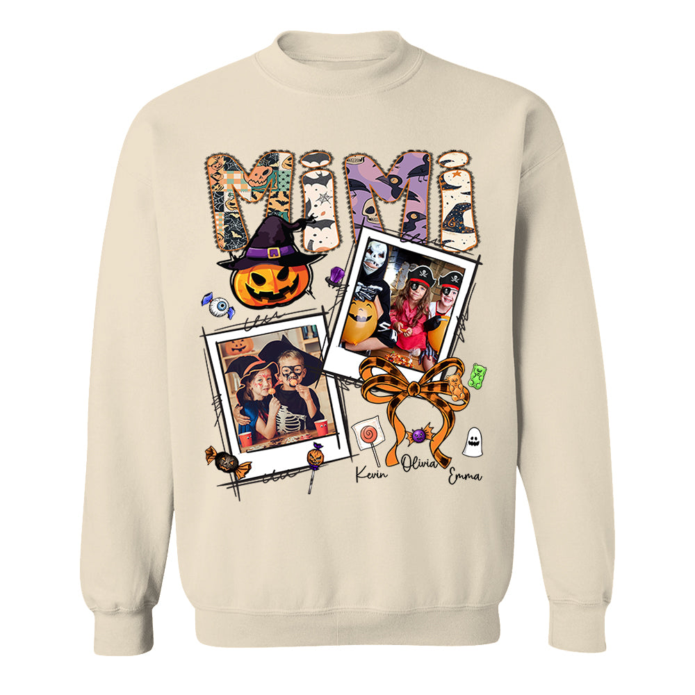 Custom Halloween Mimi Shirt - Personalized Nickname Grandma Nana Mimi Shirt For Autumn, Fall Grandma Shirt With Grandkids Names, Fall Halloween Nh00