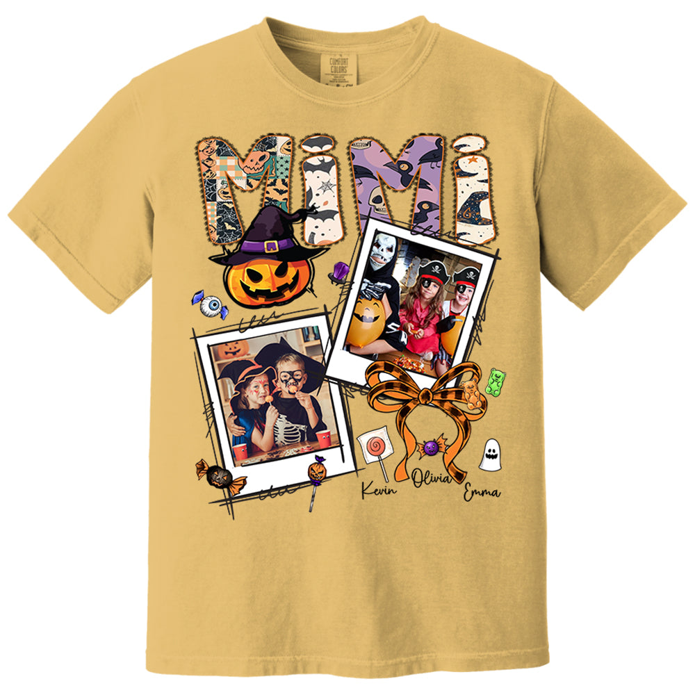 Custom Halloween Mimi Shirt - Personalized Nickname Grandma Nana Mimi Shirt For Autumn, Fall Grandma Shirt With Grandkids Names, Fall Halloween Nh00