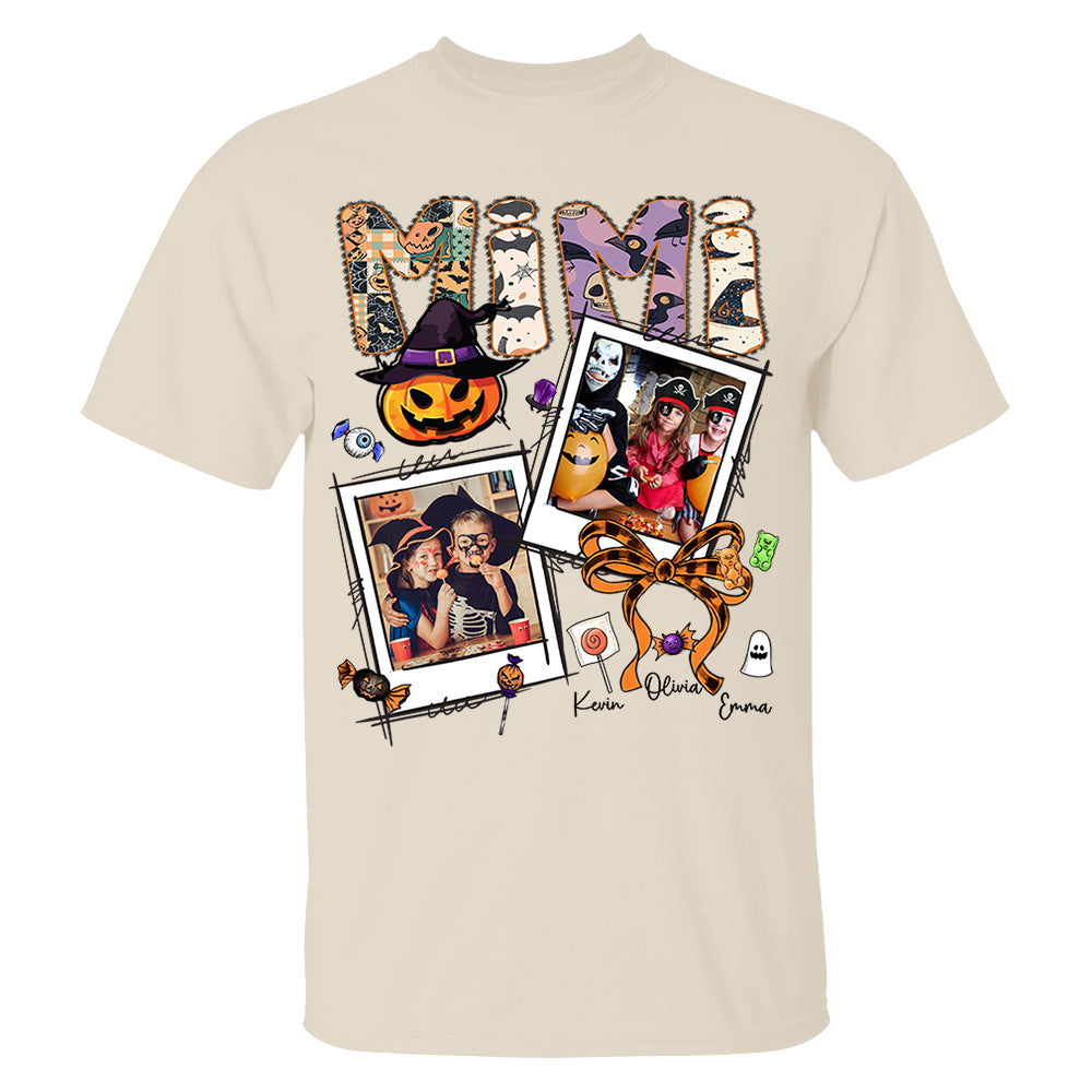 Custom Halloween Mimi Shirt - Personalized Nickname Grandma Nana Mimi Shirt For Autumn, Fall Grandma Shirt With Grandkids Names, Fall Halloween Nh00