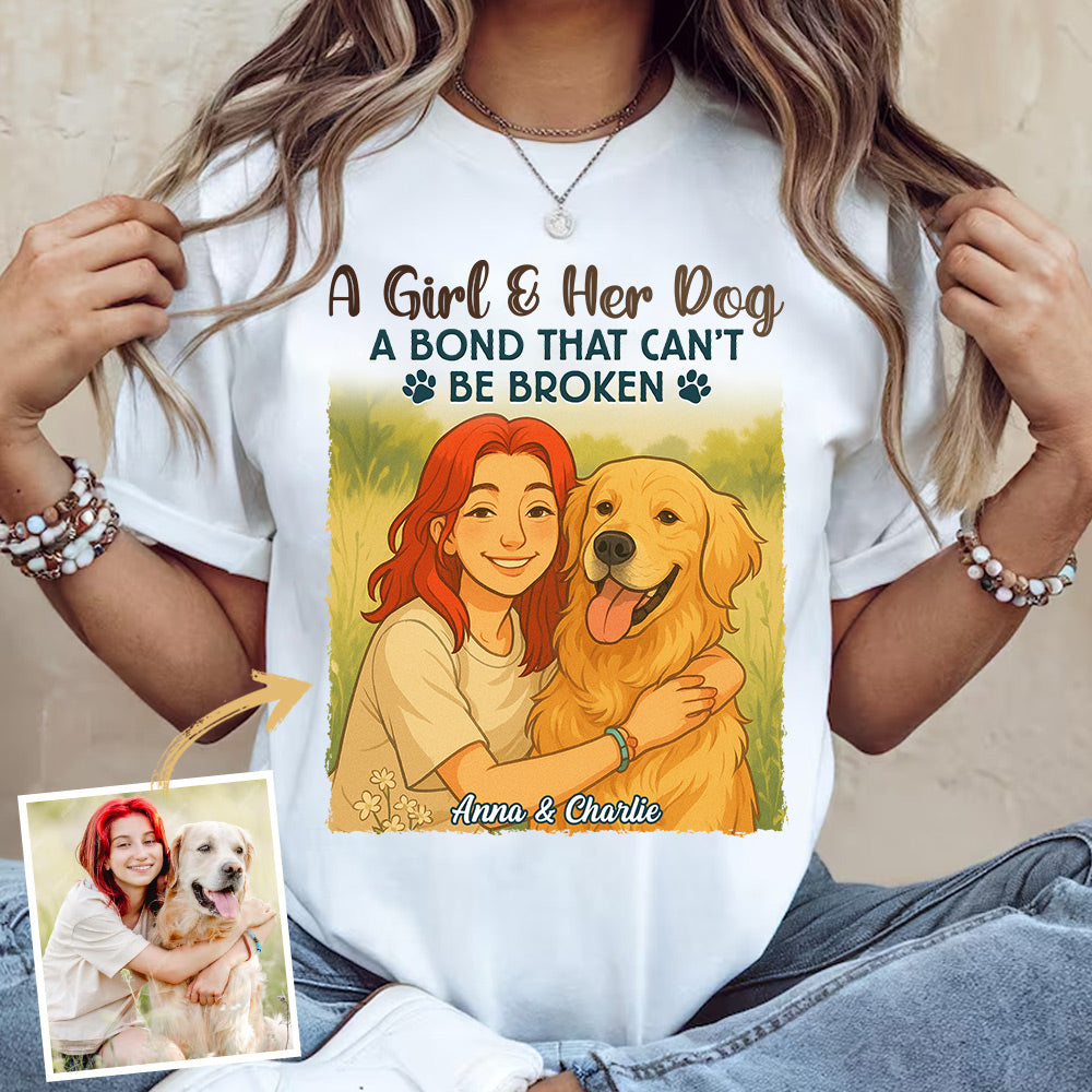 Custom Pixar-Style Cartoon Photo Girl With Her Dog Best Friends Forever Shirt Do99