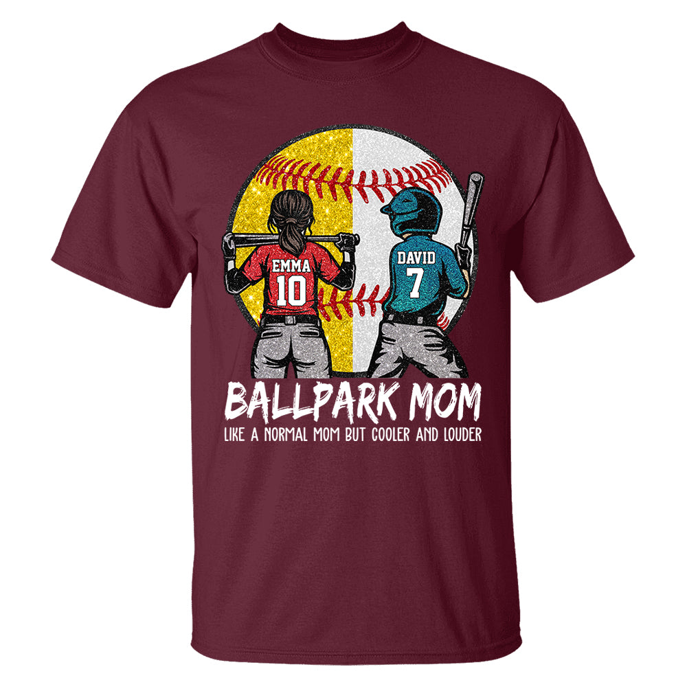 Personalized Baseball Softball Mom Ballpark Mom Shirt Like A Normal Mom But Cooler And Louder Gift For Sport Family T1807 T24