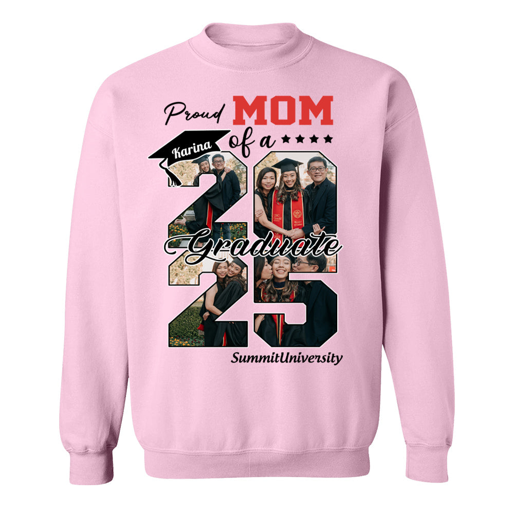 Proud Mom Of A 2025 Graduate Shirt, Personalized Graduation Shirts Proud Family Graduate 2025 Graduate Pictureand Photo Class Of 2025 Senior Family Shirt, Graduation 2025 Gift - YN2103 Hn01
