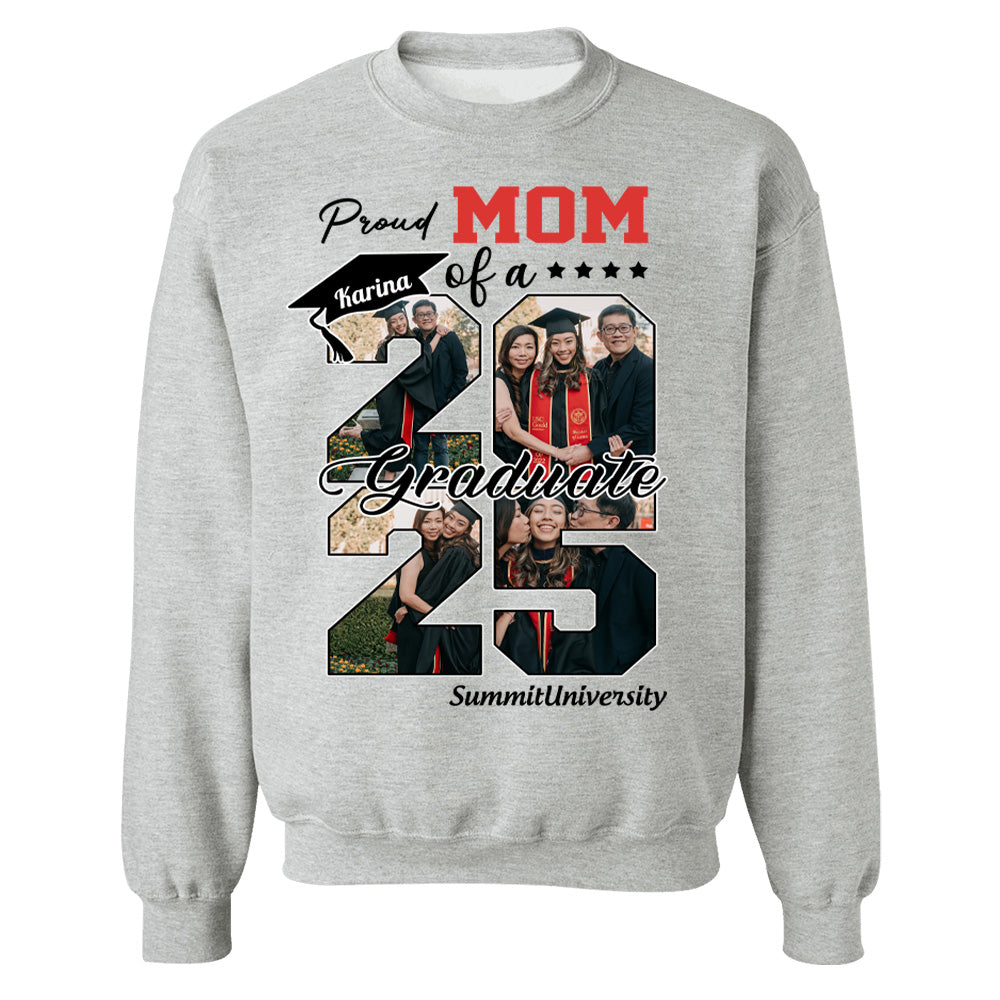 Proud Mom Of A 2025 Graduate Shirt, Personalized Graduation Shirts Proud Family Graduate 2025 Graduate Pictureand Photo Class Of 2025 Senior Family Shirt, Graduation 2025 Gift - YN2103 Hn01