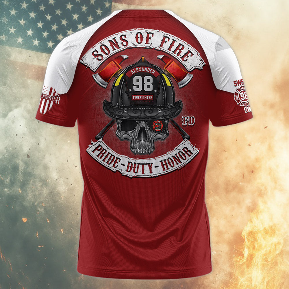 Sons of Fire Pride Duty Honor Personalized All Over Print Shirt For Fireman Firefighter A2110 Pt99