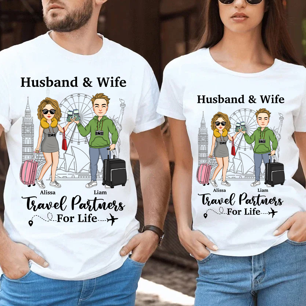 Travel Couple Travel Partners For Life - Couple Gift - Personalized Traveling Shirt Pa00