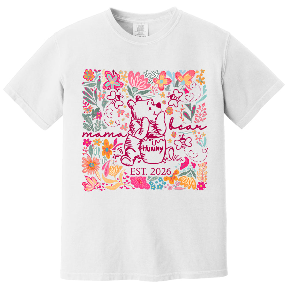 Personalized Mama Bear Boho Floral Mom, Grandma and Childs Shirts - Mother's Day Mama Tee, Custom Name Hand Kid Names, Gift Best Mom Ever T24