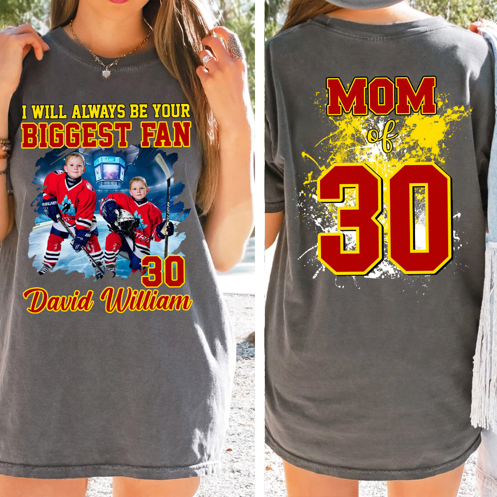 Custom Photo Softball Player I Will Always Be Your Biggest Fan Personalized Ice Hockey Shirt Gift Ice Hockey Mom Ice Hockey Dad GameDay