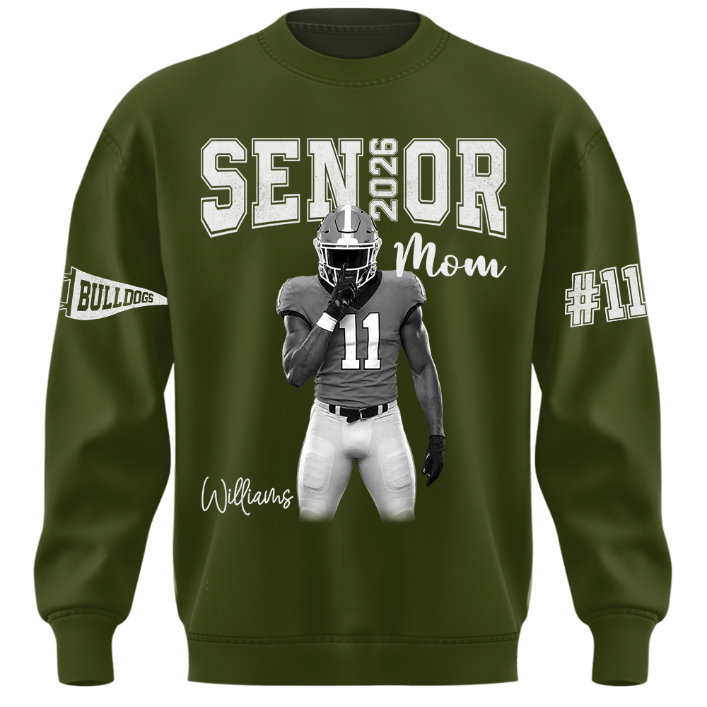 Custom Player Name and Number T-Shirt, Personalized Football Senior Mom Tee, Football Game Day Gift Na02 Hv01