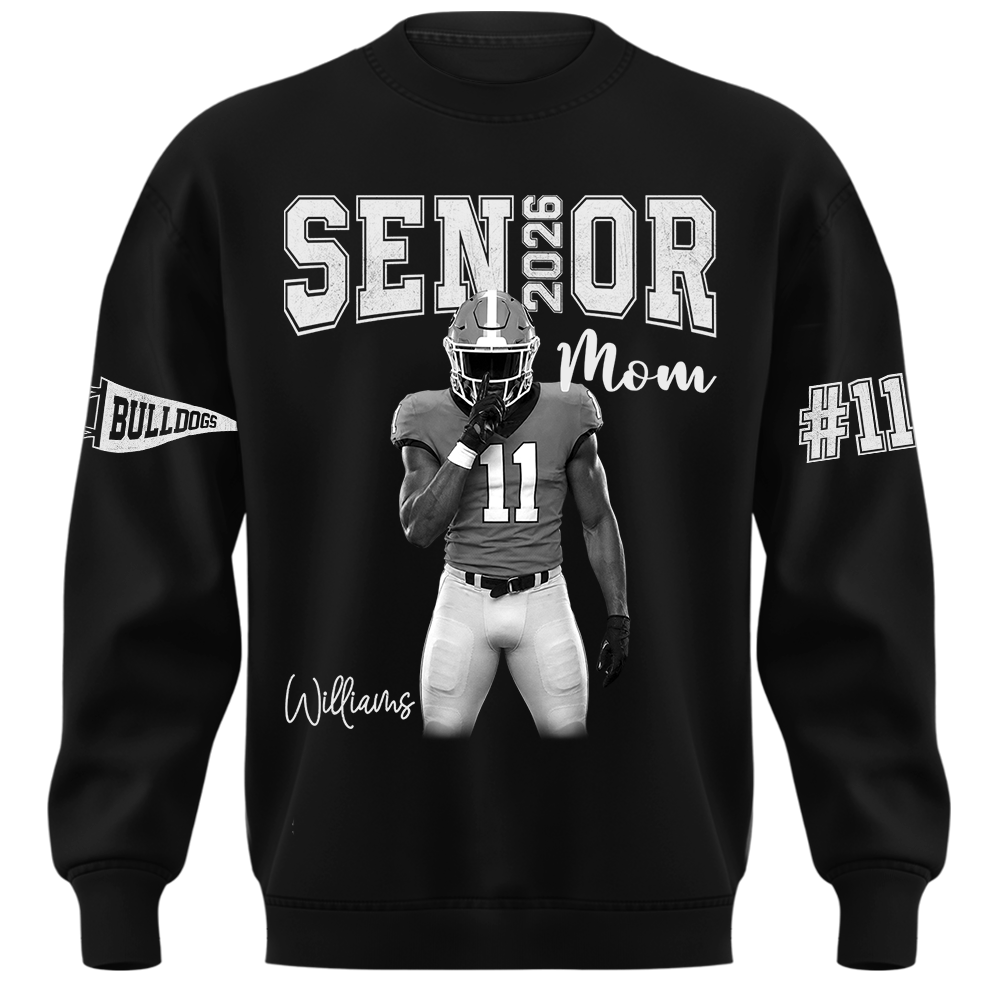 Custom Player Name and Number T-Shirt, Personalized Football Senior Mom Tee, Football Game Day Gift Na02 Hv01