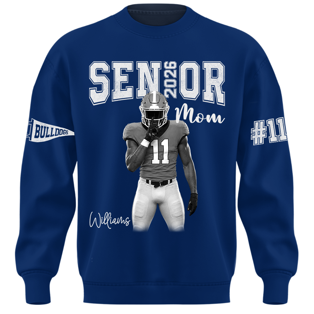 Custom Player Name and Number T-Shirt, Personalized Football Senior Mom Tee, Football Game Day Gift Na02 Hv01