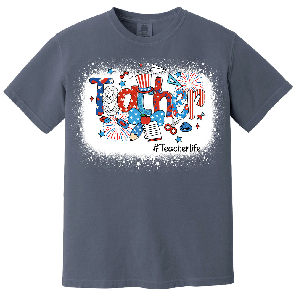 Personalized Teacher 4th of July Shirt - Custom Teacher's Level Nh00