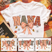 Custom Grandma Thankful Coquette Shirt, Autumn Season Coquette Bow Leopard Shirt