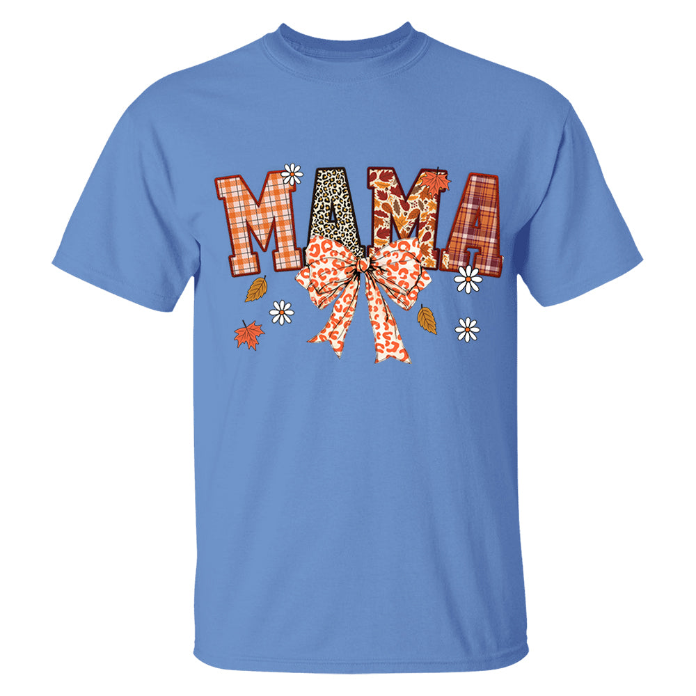 Custom Grandma Thankful Coquette Shirt, Autumn Season Coquette Bow Leopard Shirt