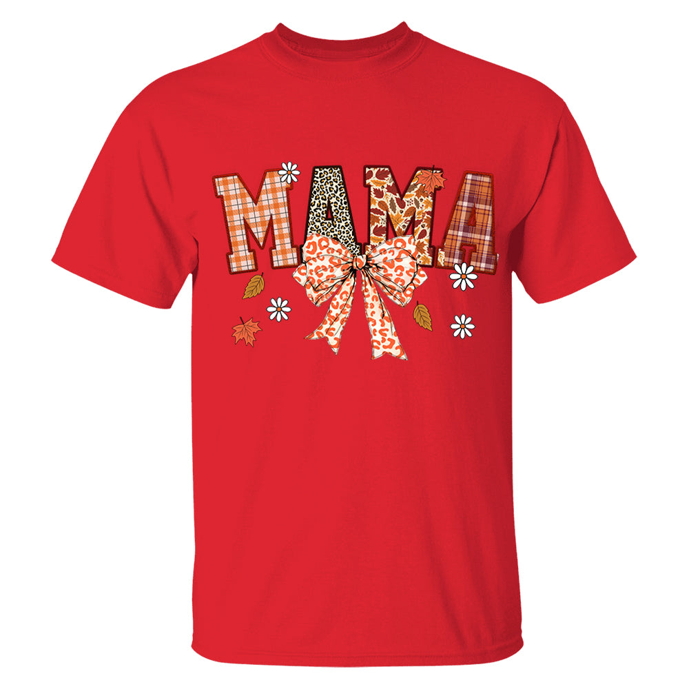 Custom Grandma Thankful Coquette Shirt, Autumn Season Coquette Bow Leopard Shirt