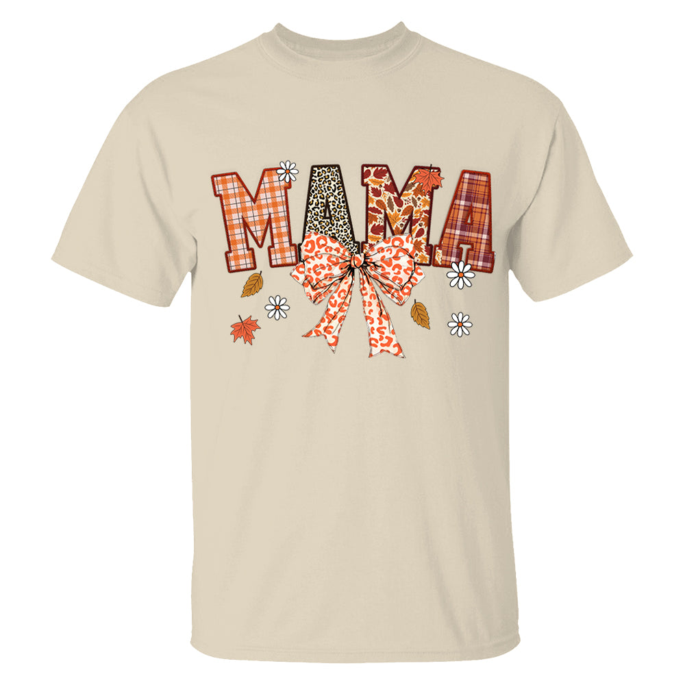 Custom Grandma Thankful Coquette Shirt, Autumn Season Coquette Bow Leopard Shirt