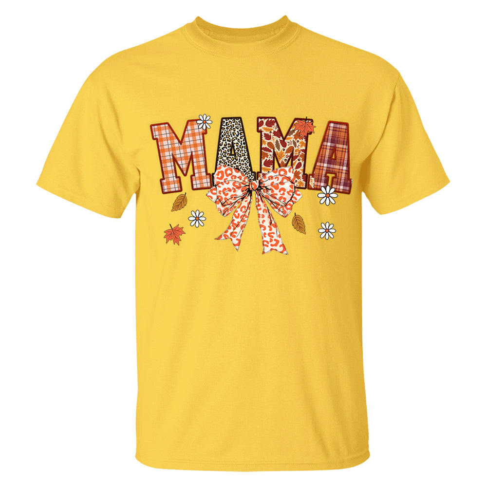 Custom Grandma Thankful Coquette Shirt, Autumn Season Coquette Bow Leopard Shirt