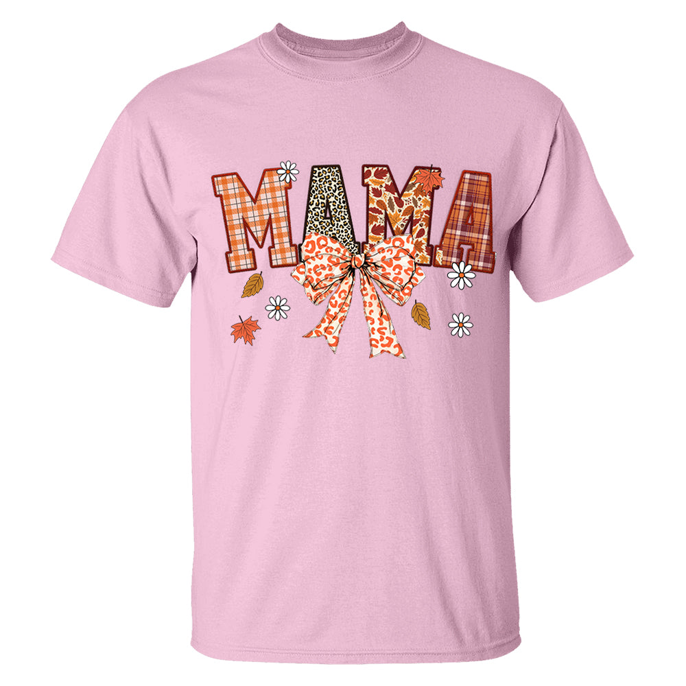 Custom Grandma Thankful Coquette Shirt, Autumn Season Coquette Bow Leopard Shirt