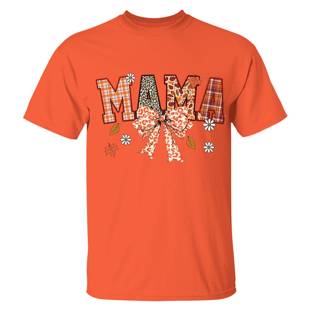 Custom Grandma Thankful Coquette Shirt, Autumn Season Coquette Bow Leopard Shirt