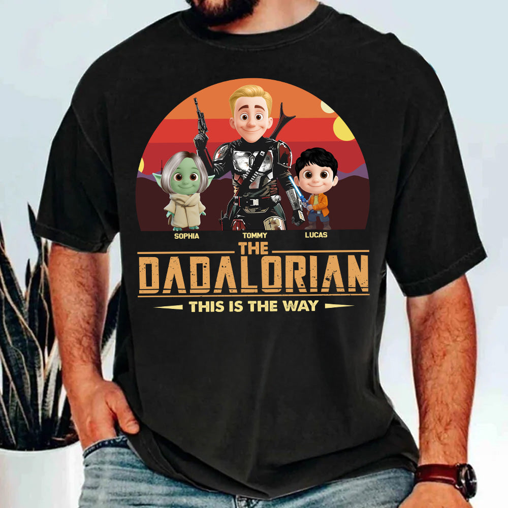 The Dadalorian This Is The Way, Personalized Tatooine Sunset Background Shirt Gift For Dad T1807 PT99