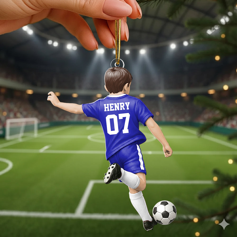 Personalized Little Boy/Girl/Kid Soccer Players Acrylic Christmas Ornament - Gift For Soccer Lovers Hv01