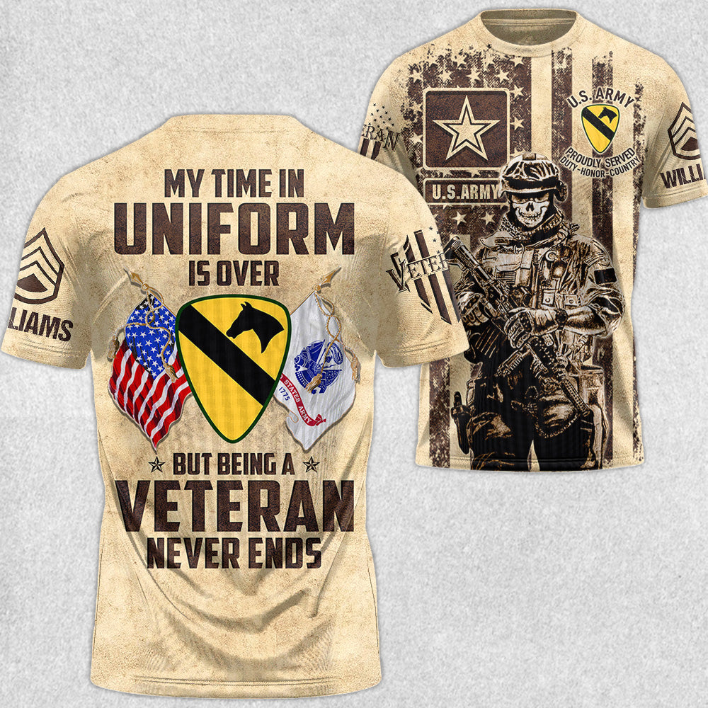 My Time In Uniform Is Over But Being A Veteran Never Ends All Over Print Shirt For Soldier Veteran H2511