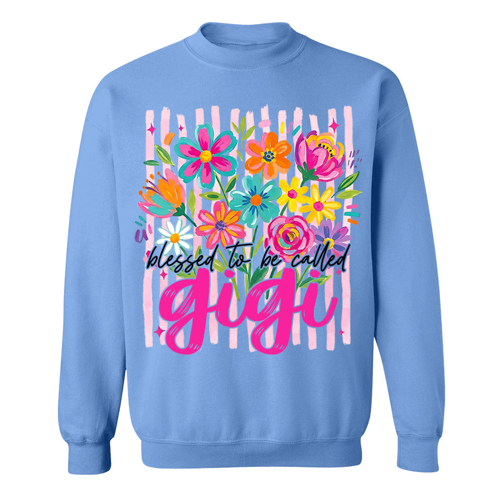 Blessed To Be Called Gigi, Personalized Grandma Shirt With Grandkids Name, Striped Boho Floral Brushstroke Custom Nickname Gigi Nini Nana Mimi, Gift For Grandma For Mom, Best Gifts For Mother's Day MI209 VH01
