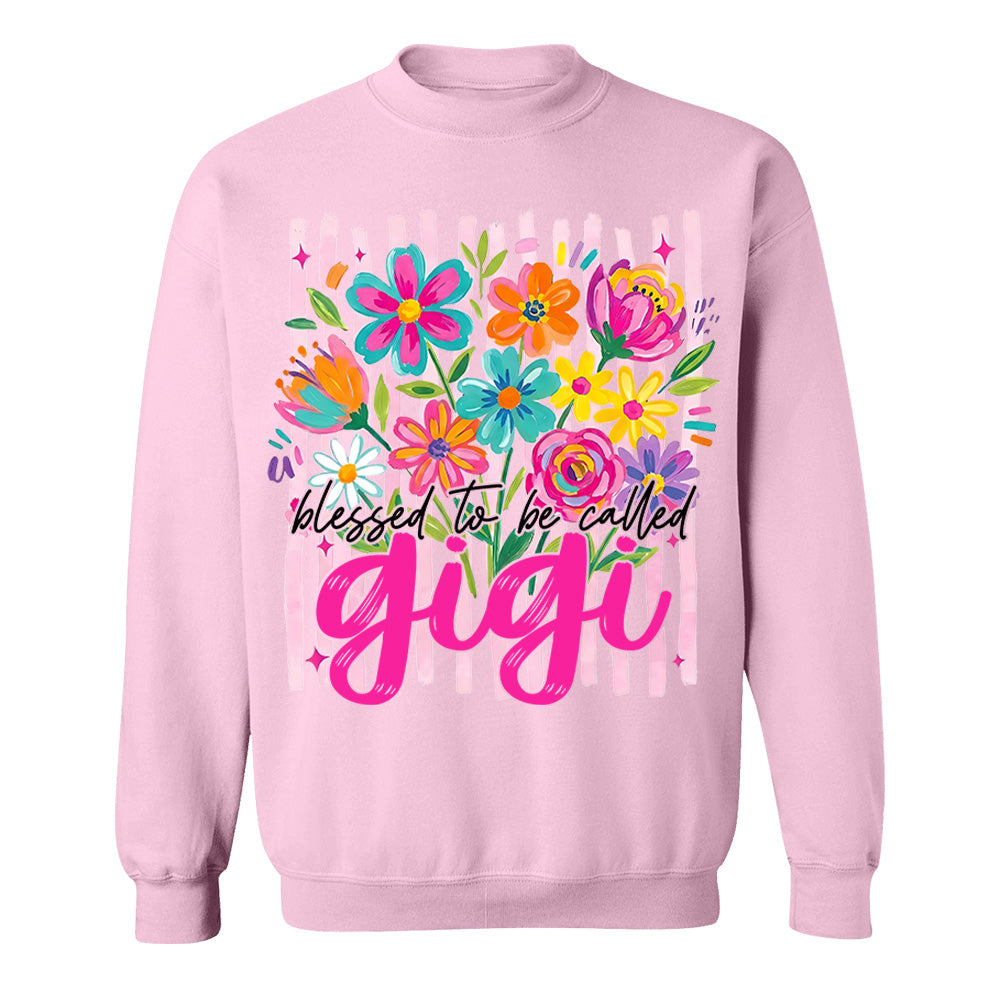 Blessed To Be Called Gigi, Personalized Grandma Shirt With Grandkids Name, Striped Boho Floral Brushstroke Custom Nickname Gigi Nini Nana Mimi, Gift For Grandma For Mom, Best Gifts For Mother's Day MI209 VH01