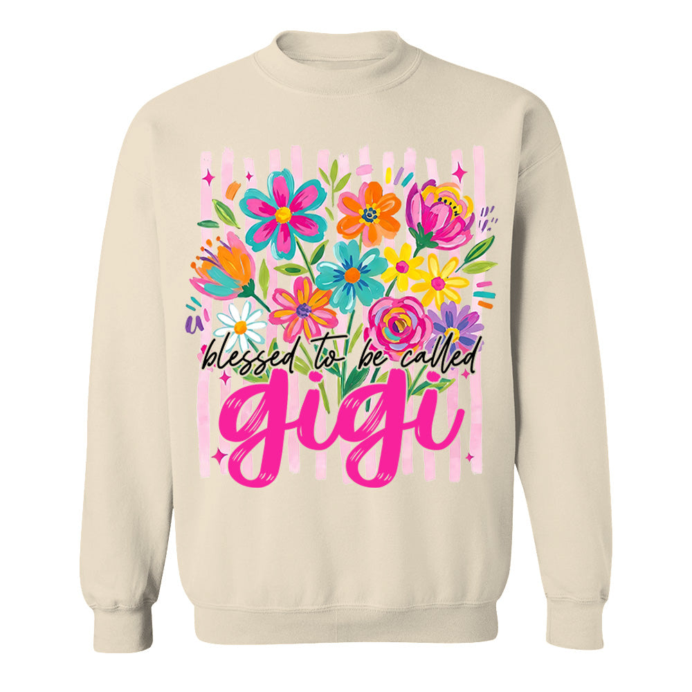 Blessed To Be Called Gigi, Personalized Grandma Shirt With Grandkids Name, Striped Boho Floral Brushstroke Custom Nickname Gigi Nini Nana Mimi, Gift For Grandma For Mom, Best Gifts For Mother's Day MI209 VH01