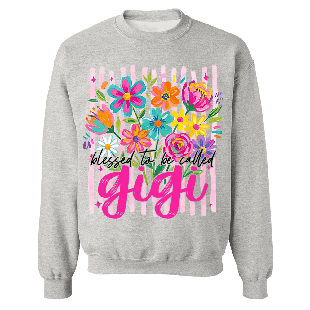 Blessed To Be Called Gigi, Personalized Grandma Shirt With Grandkids Name, Striped Boho Floral Brushstroke Custom Nickname Gigi Nini Nana Mimi, Gift For Grandma For Mom, Best Gifts For Mother's Day MI209 VH01