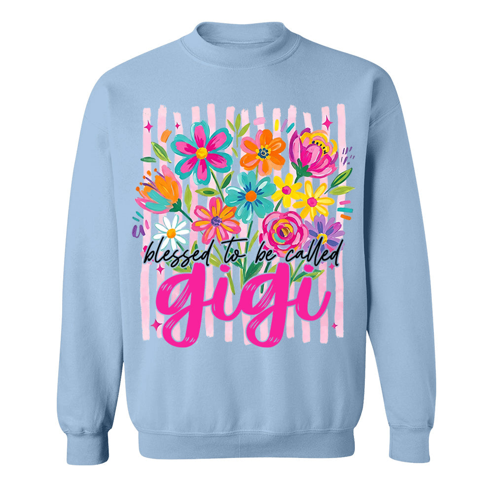 Blessed To Be Called Gigi, Personalized Grandma Shirt With Grandkids Name, Striped Boho Floral Brushstroke Custom Nickname Gigi Nini Nana Mimi, Gift For Grandma For Mom, Best Gifts For Mother's Day MI209 VH01