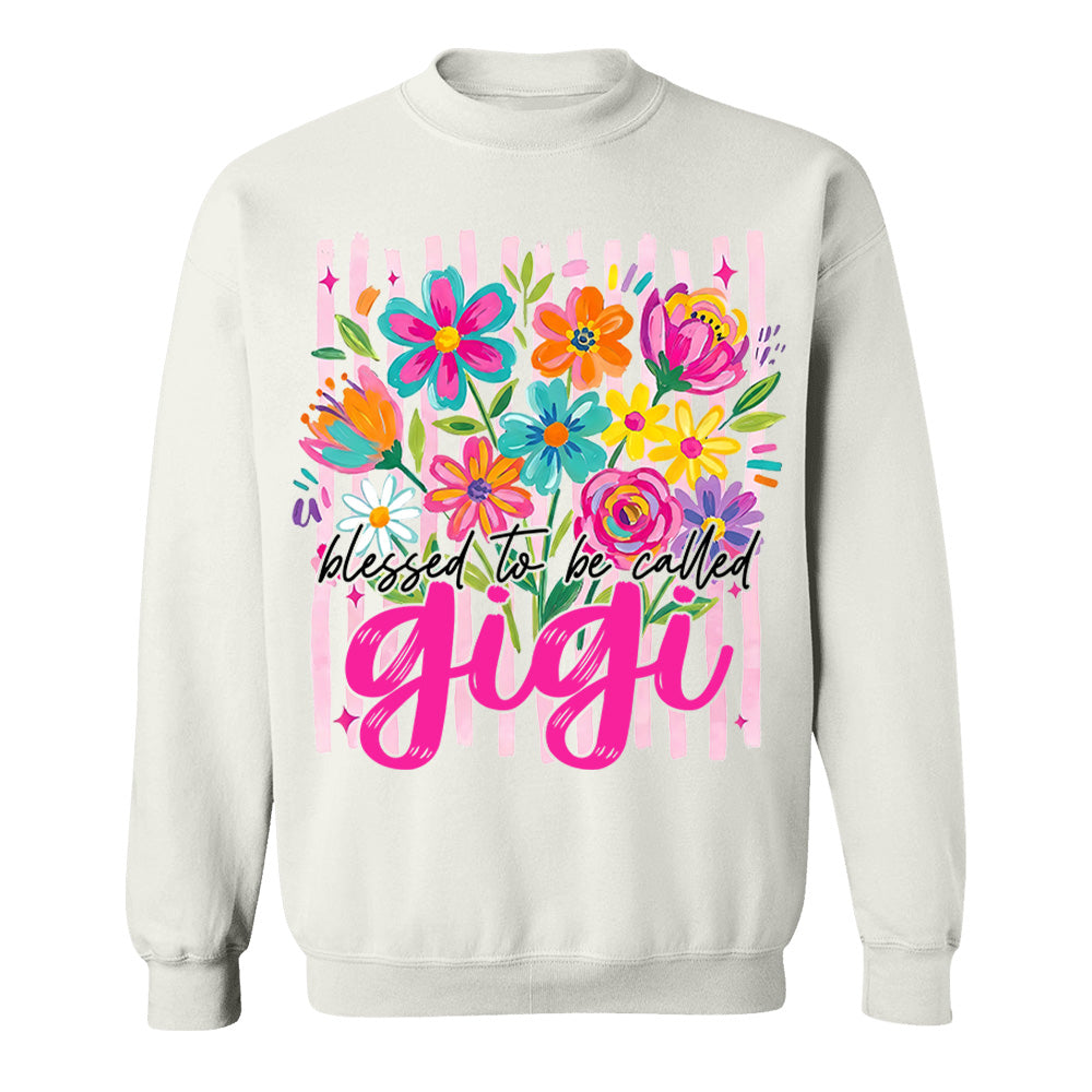Blessed To Be Called Gigi, Personalized Grandma Shirt With Grandkids Name, Striped Boho Floral Brushstroke Custom Nickname Gigi Nini Nana Mimi, Gift For Grandma For Mom, Best Gifts For Mother's Day MI209 VH01