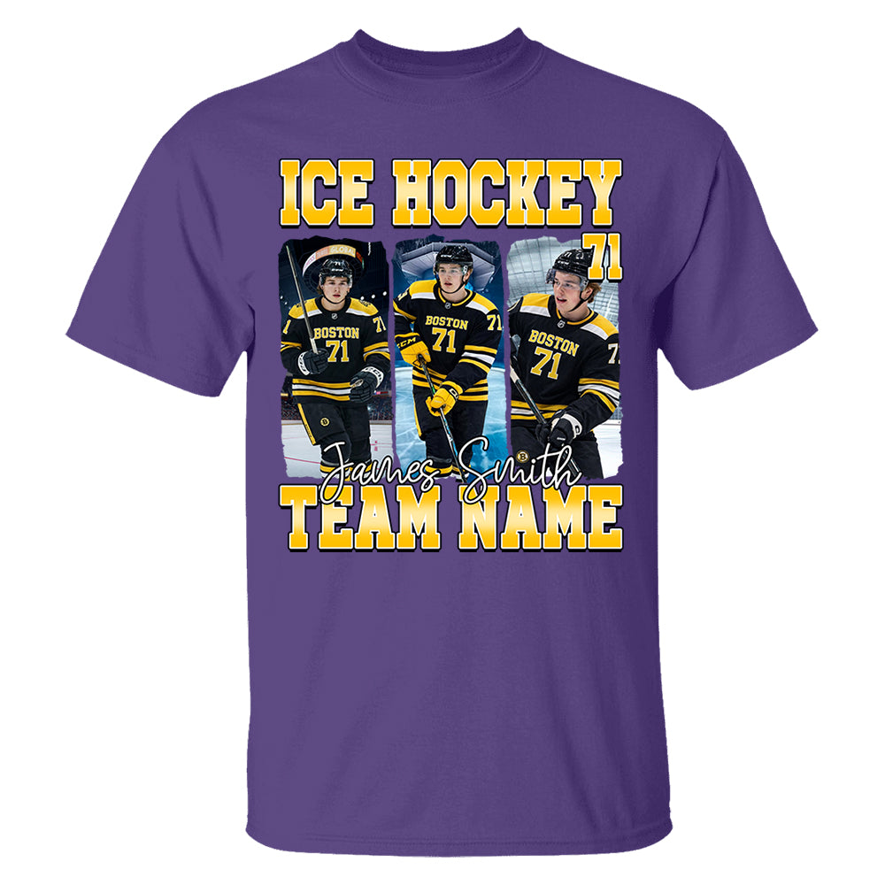 Personalized Ice Hockey Shirt, Custom Photo And Team Name For Ice Hockey Mom Sport Family Na02