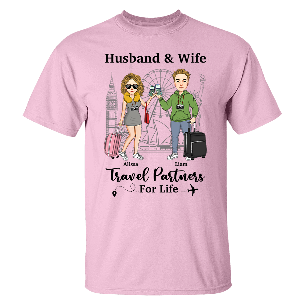Travel Couple Travel Partners For Life - Couple Gift - Personalized Traveling Shirt Pa00