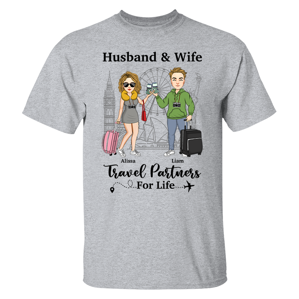 Travel Couple Travel Partners For Life - Couple Gift - Personalized Traveling Shirt Pa00
